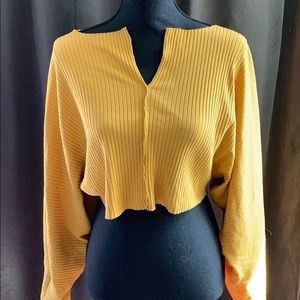 Urban Outfitters Long Sleeve Yellow Crop Top